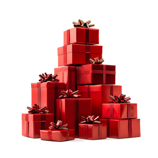 Stack of Red Gift Boxes with Ribbons