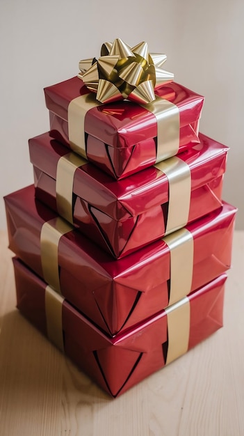 Stack of red gifts