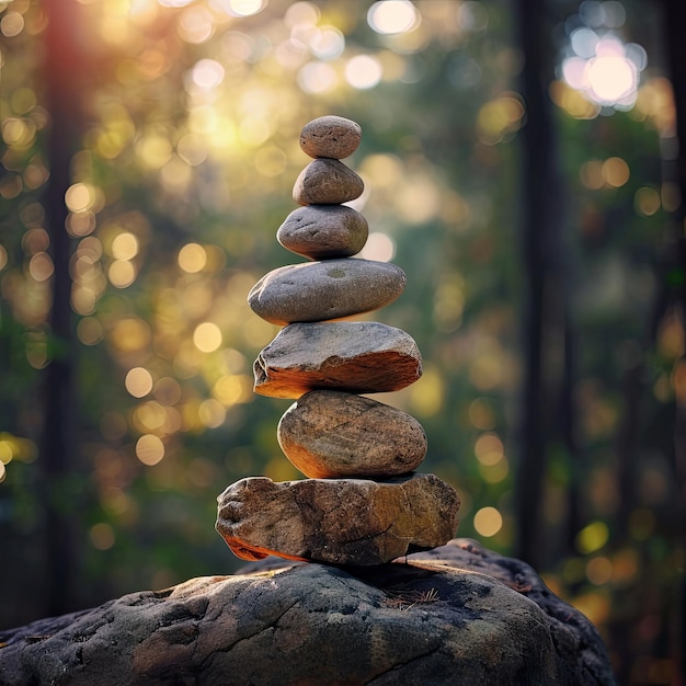 Stack of Rocks Balanced on a Rock