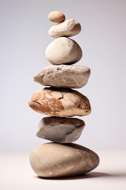 A stack of rocks on a white surface