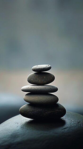 a stack of rocks with a black background