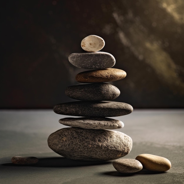 a stack of rocks with one that has a circle of the word rock on it.