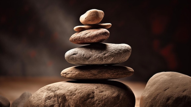 A stack of rocks with the word rock on it