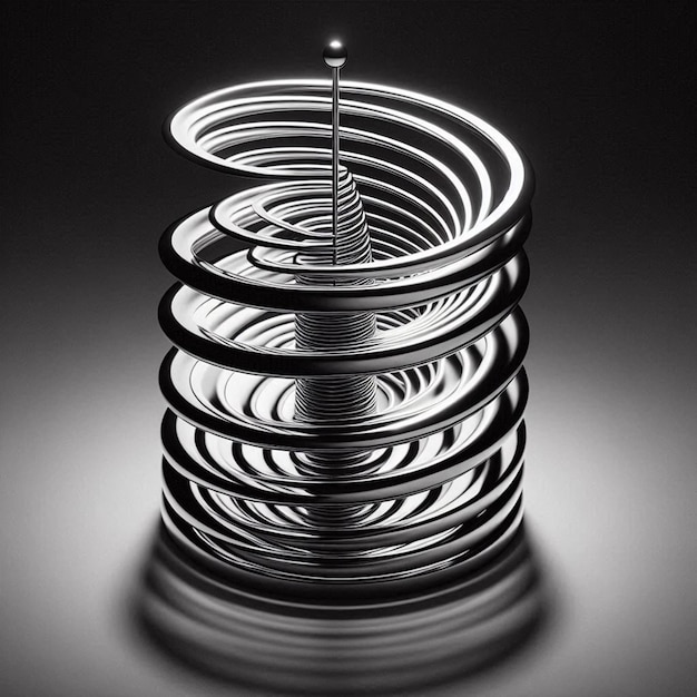 Photo a stack of round silver metal rings with a line of circles around the top