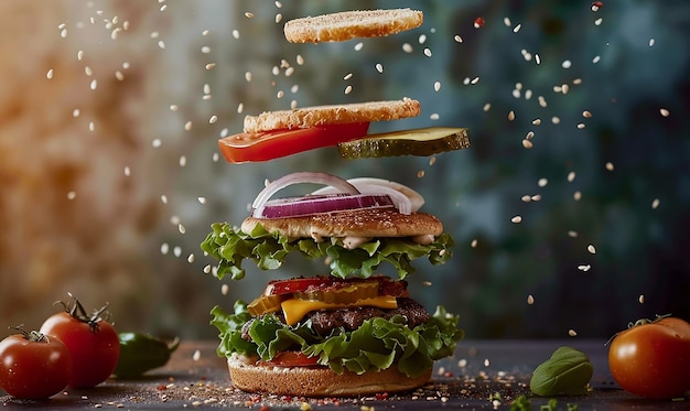 Photo a stack of sandwiches with seeds on top of them