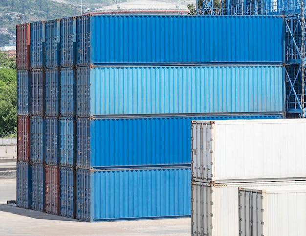 Stack of shipping containers for transshipment