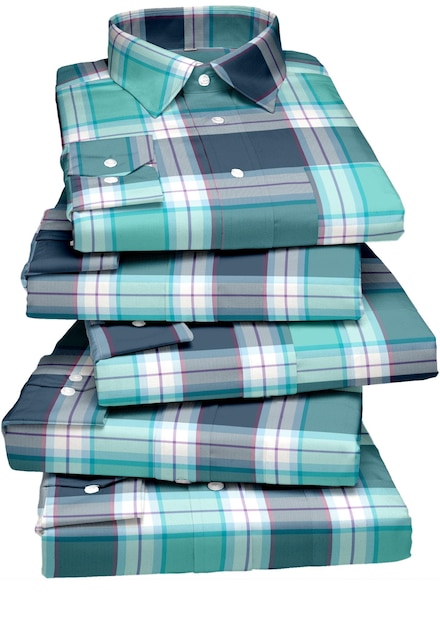 A stack of shirts with the words men's shirts on them