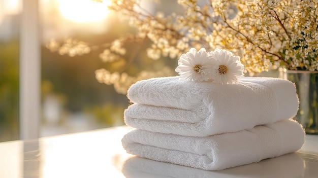 Photo stack of soft white towels