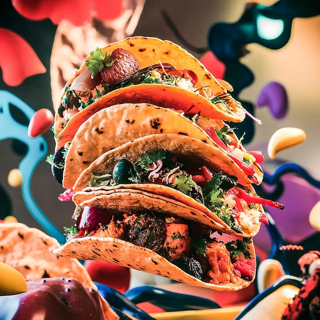 Photo a stack of taco that has a bunch of taco on it