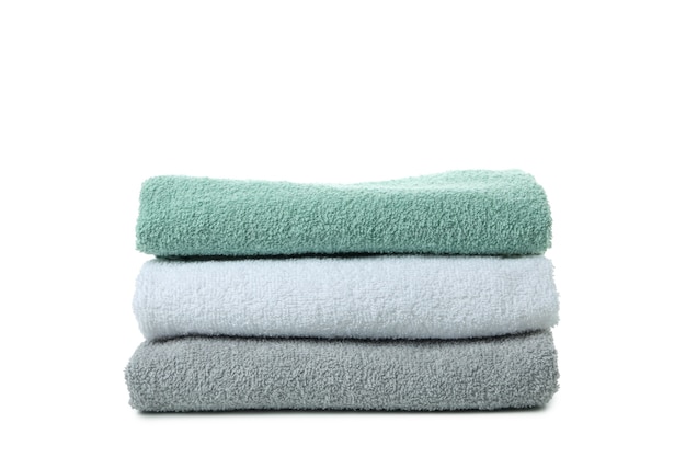 Stack of towels isolated on white background