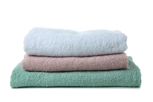 Stack of towels isolated on white