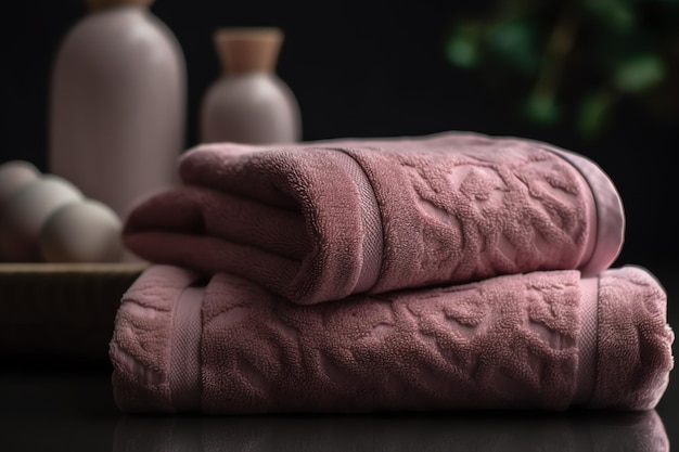 A stack of towels on a table