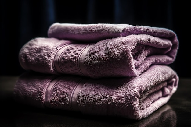 A stack of towels on a table