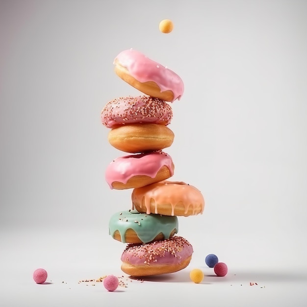 Stack tower from glazed doughnuts Generative AI