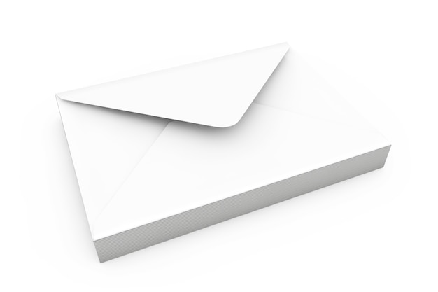 Stack of White Blank Envelopes on a white background