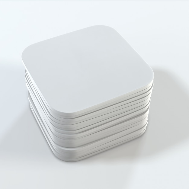 Stack of white square coasters