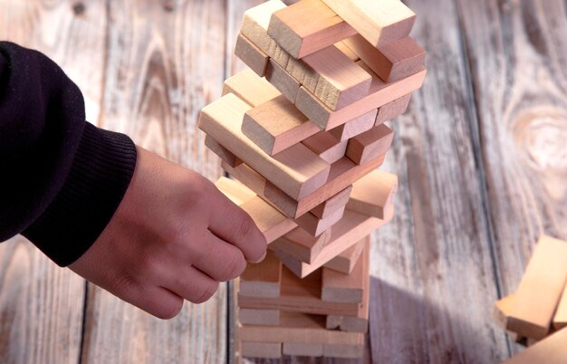 stack of wooden block with white background and free copy space