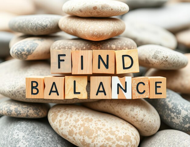 Photo a stack of wooden blocks with the word balance on them