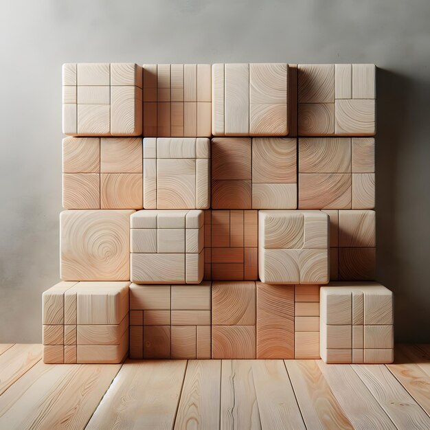 Photo a stack of wooden blocks with the word cubes on the bottom