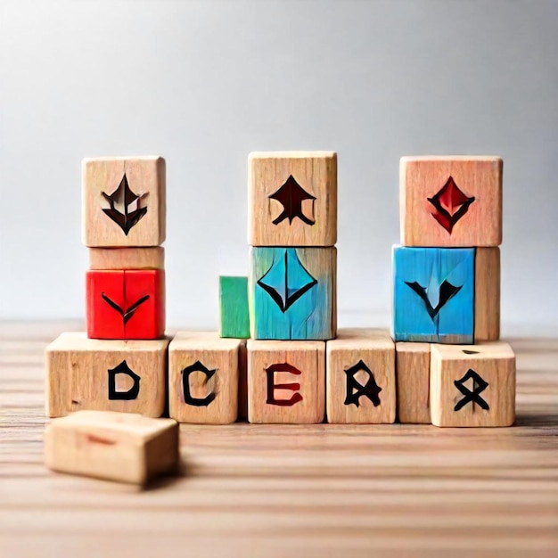 Photo a stack of wooden blocks with the word  o  on them