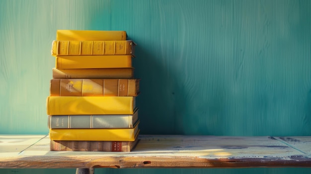 Photo the stack of yellow books