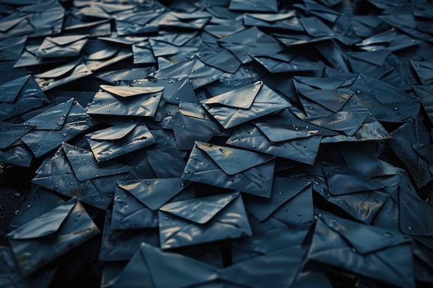 Stacked black envelopes