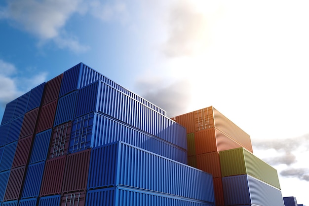 Stacked cargo containers for temporary storage loading unloading and sorting at the container point