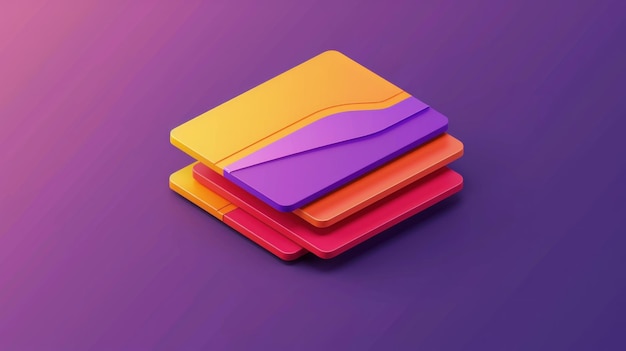 Stacked Colorful Cards on Purple Background