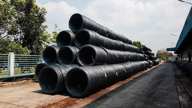 Stacked of high carbon wire rod for heavy industry production