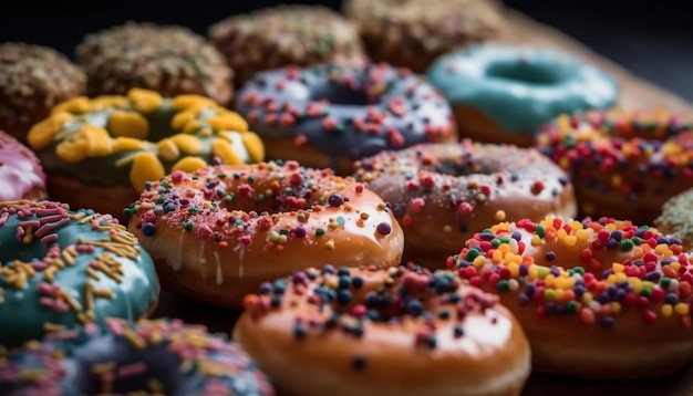 Stacked homemade donuts a sweet indulgence celebration generated by AI