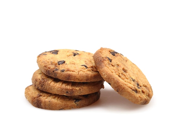 Stacked short pastry cookies isolated on white background.