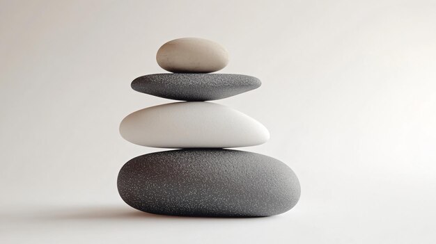 Photo stacked stones against a white background