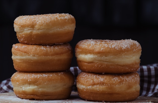 Stacked of sugar donuts