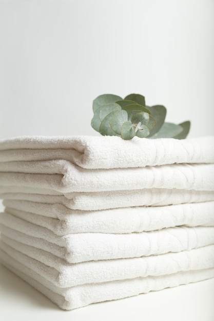 Stacked white towels