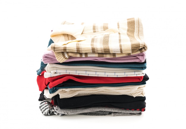 stacks of clothing on white 