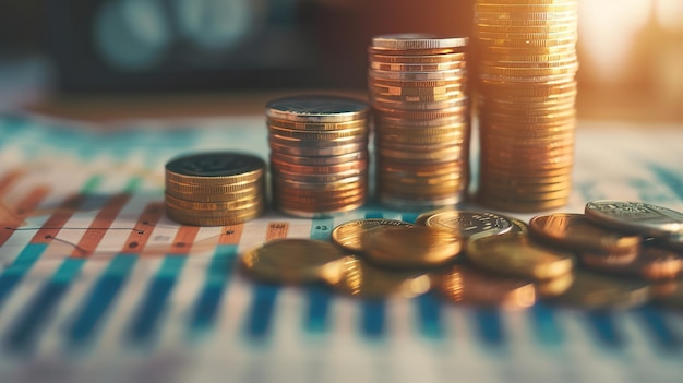 stacks of coins forming a growing bar