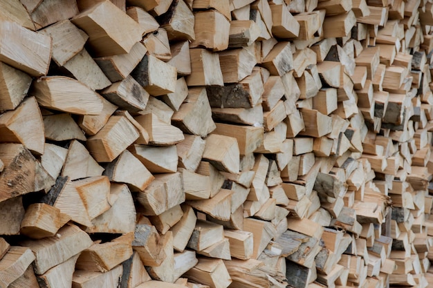 Stacks of Firewood. Preparation of firewood for the winter. Pile of Firewood.Firewood background