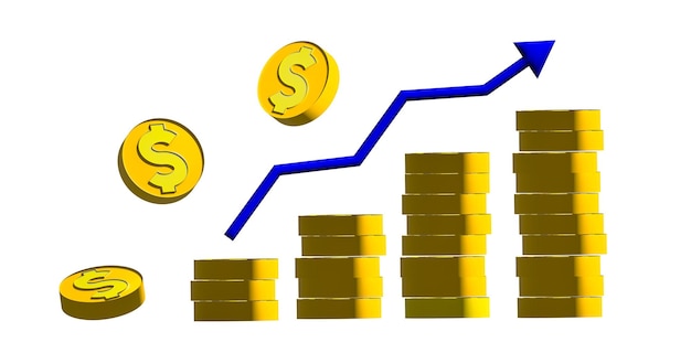 Stacks of Gold Coins with dollar sigh Financial invest fund revenue increase income growth