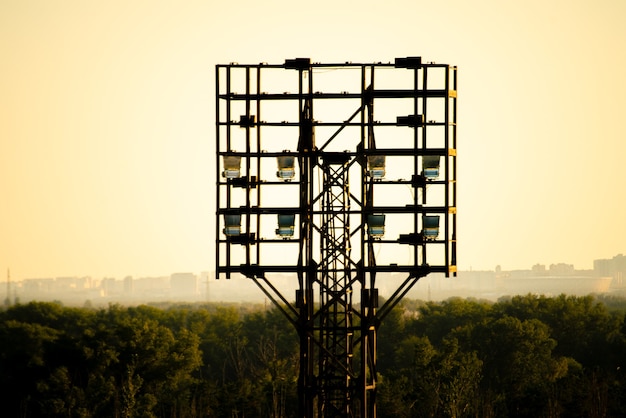 Stadium huge spotlight stand outdoor with big lights