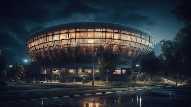 Stadium illuminated by spotlights AI Generated