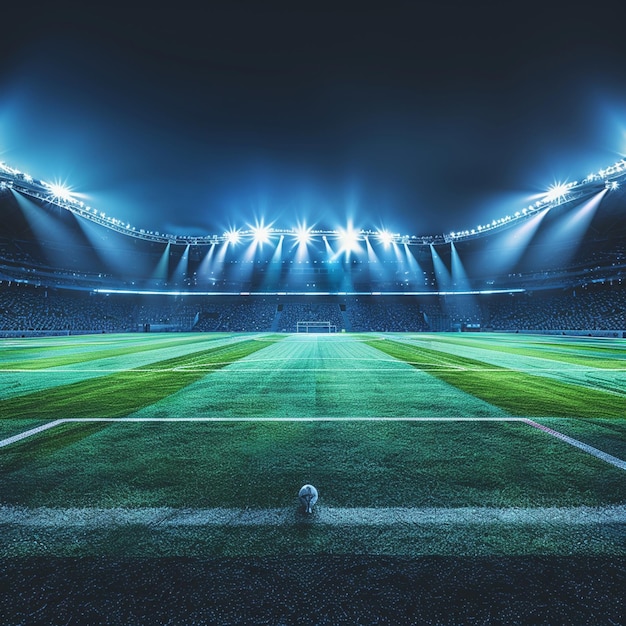 Stadium in lights and flashes football field