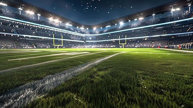 Stadium at night with bright lights generative ai