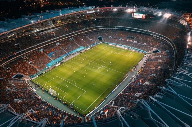 a stadium soccer crowd in game night