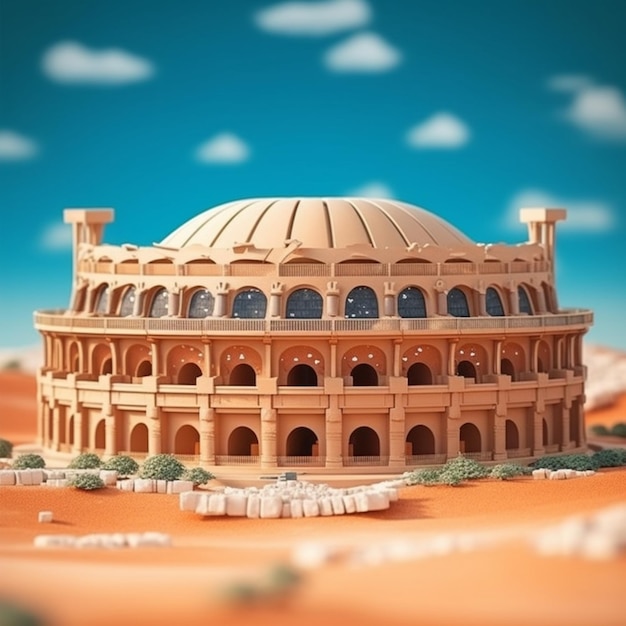 Stadium sport center clay cartoon building AI Generated