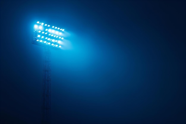 a stadium with a blue light on it