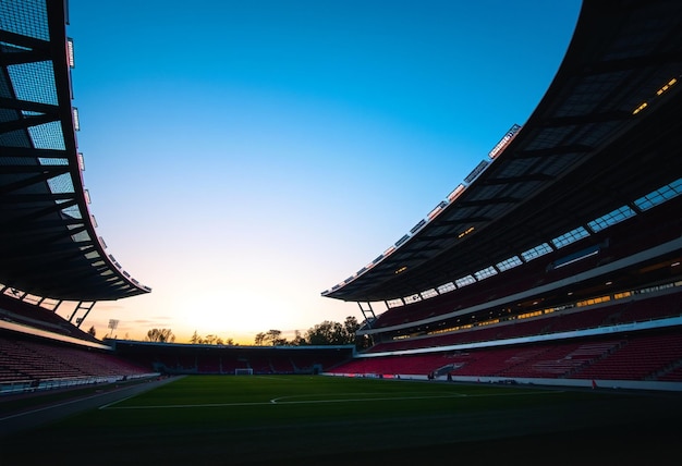 a stadium with a blue sky and a few clouds