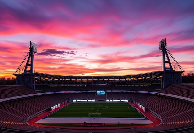 a stadium with a colorful sky and the word  game  on it