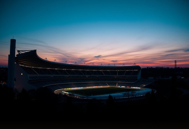 Photo a stadium with a colorful sky and the word  stadium  on the top