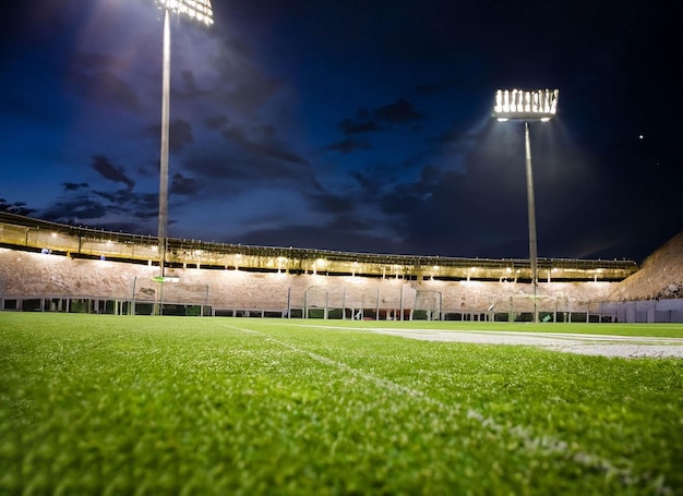 A stadium with a lot of lights on the field