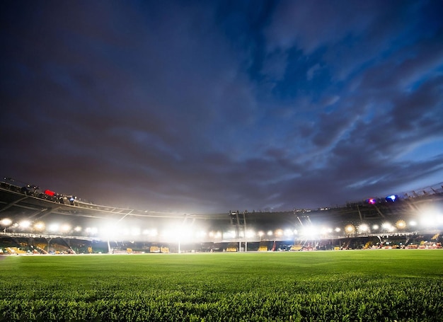 A stadium with a lot of lights on it